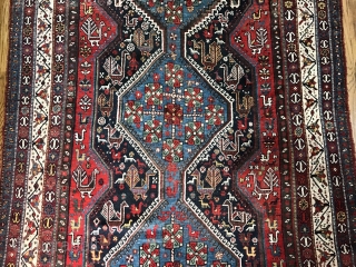 Khamseh rug in very good condition . 8'8" x 5'7".                       