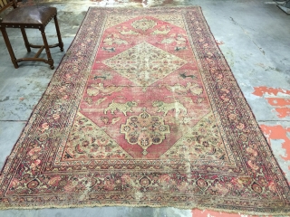 SOLD
Mid 19th century or older animal rug from Khorassan or Dorokhsh. Size: 5'5x10'6 (165x320cm) Worn condition but completely intact and structurally sound. Soft and pliable with thin fabric like handle.  A  ...