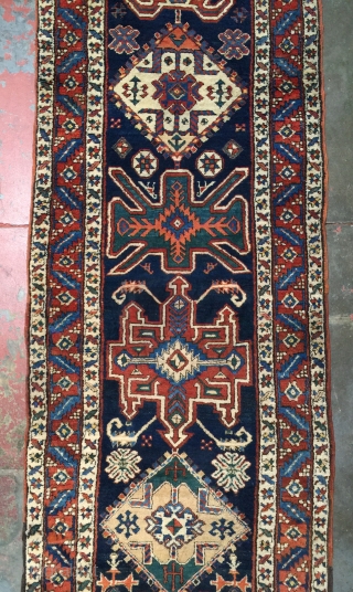 Antique NW Persian runner dated 1332 (1914). Size: 3'3" x 11'8". Long fleecy wool pile, rich natural dyes plus a bit of fuchsine. Great condition. Floor ready. More photos and information on  ...