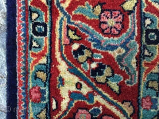 Superb 1930s Jozan Sarouk in lush full pile. Sublime colors throughout. Size is 4’5” x 6’10”. Soft, dense wool pile with original sides and ends. Some small damages/repairs to the back, but  ...