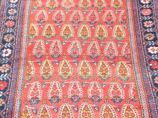 Antique Persian Afshar Rug. Old Afshar Circa 1900
size is 44"X76"(3.8X6.4) 
this rug is in good Condition in plies
ends need some Repair . this rug dated too.       