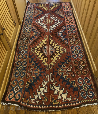 Julkur Rug, Middle Amu Darya, Ca. 1900, 3'11'' x 8'7'' (119 x 262 cm).  Central Asia region, Uzbek. Pile is medium length. No holes, odors. Beautiful tribal rug, ready for your  ...