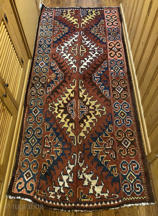 Julkur Rug, Middle Amu Darya, Ca. 1900, 3'11'' x 8'7'' (119 x 262 cm).  Central Asia region, Uzbek. Pile is medium length. No holes, odors. Beautiful tribal rug, ready for your  ...