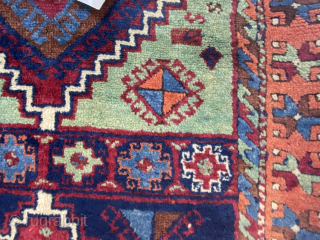 East Anatolian Kurd Yuruk Rug, Turkey, late 19th century. 2'7'' x 6'6'' (79 x 198 cm). Wool pile, wool warp, wool weft. Good pile and beautiful colors. Obvious split damage at one  ...