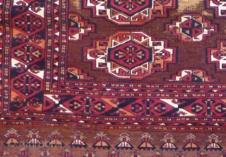 Fine Antique Saryk Chuval. 45 x 36 inches. Beautiful colors. Obvious wear in the center. Floppy handle. www.banjaratextiles.com               