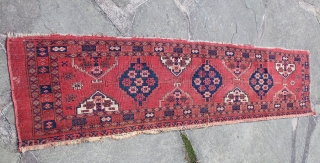 Attractive Antique Turkmen Ersari or Yomut Long Panel. Floppy handle. Low pile. Edge loss on one side.  70 x 16 inches.
www.banjaratextiles.com           