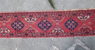 Attractive Antique Turkmen Ersari or Yomut Long Panel. Floppy handle. Low pile. Edge loss on one side.  70 x 16 inches.
www.banjaratextiles.com           