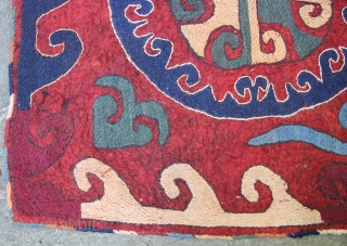 Nice old Uzbek or Kungrat felt rug. 6 ft x 3 ft in excellent condition. Ready for your floor or wall. www.banjaratextiles.com           