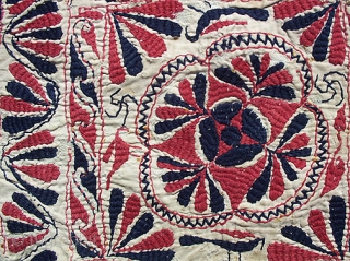 Antique Indian Kantha Embroidery. Fine small antique Kantha Embroidery coverlet that was may have once been used as a dowry or gift bag but has been opened to form a square coverlet,  ...