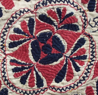 Antique Indian Kantha Embroidery. Fine small antique Kantha Embroidery coverlet that was may have once been used as a dowry or gift bag but has been opened to form a square coverlet,  ...