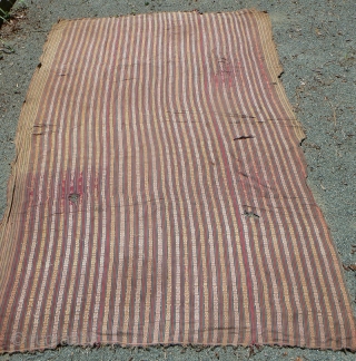 Antique Bhutanese Fabric. Antique supplemental warp handloom-woven fabric from Bhutan,fine cotton. The book, From the Land of the Thunder Dragon says these fabrics are "a time honored gift for many Bhutanese occasions,"  ...