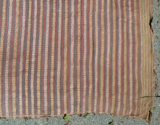 Antique Bhutanese Fabric. Antique supplemental warp handloom-woven fabric from Bhutan,fine cotton. The book, From the Land of the Thunder Dragon says these fabrics are "a time honored gift for many Bhutanese occasions,"  ...