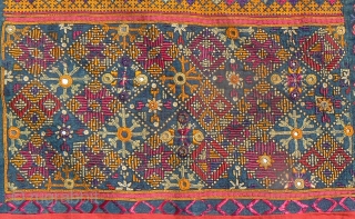 Excellent Old Indian Embroidered Textile from the Thar Desert region in Rajasthan near Jaisalmer. This beautiful textile, known as “thakia,”  was sewn as a pillow cover, but has never been used  ...