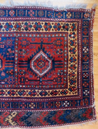 Large Sanjabi Kurd Bagface. 49 x 39 inches. Attractive design. Good pile. Two small repairs in upper right corner. See more at http://www.banjaratextiles.com          