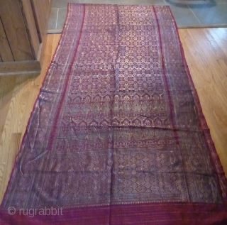 Antique gold metallic thread brocade sari from Gujarat region of India. Beautiful old brocade in very good condition. 184 x 42 inches. www.banjaratextiles.com          