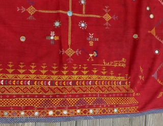 Antique Indian Wedding Shawl. 
This is an antique embroidered wedding shawl or “odhni” from the Thar Desert region near Jaisalmer in Rajasthan. Approximately 83 x 51 inches. The background cloth is 2  ...