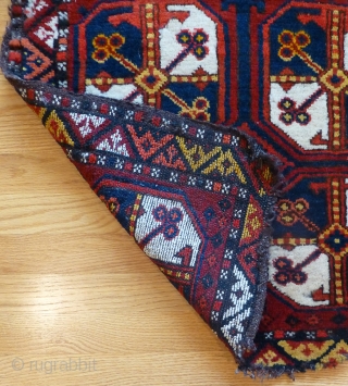 Old Uzbek bag face. 26 x 26 inches. Thick meaty pile. Minor loss around the bottom and top edges. More rugs, trappings and textiles at www.banjaratextiles.com       