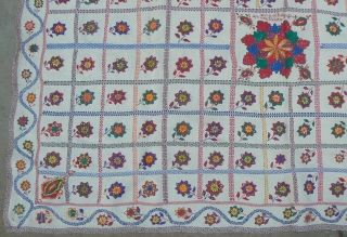 Antique Indian Kantha Embroidery Quilt. Just in. From the West Bengal region of India. 73 x 50 inches. This is a wonderful, large, and lively quilt, heavily embroidered, in great condition. Bengali  ...