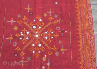 Antique Indian Shawl.
This is an antique embroidered woolen wedding shawl or “Odhni” from the Thar Desert region near Jaisalmer in Rajasthan. Approximately 84 x 49 inches. The background cloth is 2 strips  ...