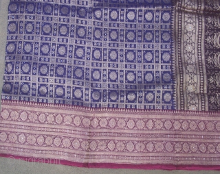 Antique gold metallic thread brocade sari from Gujarat region of India. Georgeous old brocade in great condition. 200 x 42 inches. I think it's silk, but I'm not positive. The colors are  ...