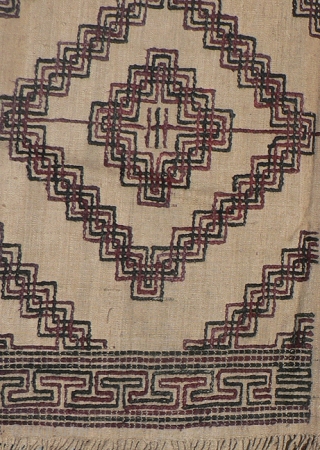 Fabulous Old or Antique "Kushung" or Woman’s Tunic from Central Bhutan. This kushang is woven from wild sik with supplementary weft pattern. It’s made from 2 loom lengths joined in the warp  ...