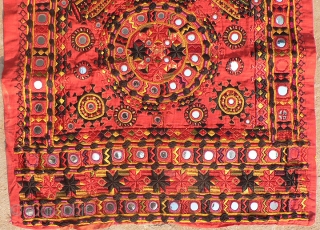 Superb Old Thar Desert Indian Embroidered Pillow Cover – Masterpiece. Probably from the Thar Desert region near Jaisalmer, made as a dowry piece. Superb, masterwork embroidery, head and shoulders above the rest.  ...