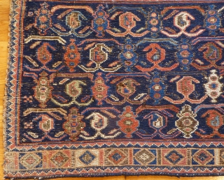 Afshar flatweave. 50 x 23 inches. Some wear. Somewhat coarse weave. Attractive design.                    