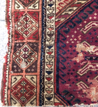 Antique Sivas Sarkisla Fragment Mounted on old Fabric 
Size 223x135 cm                      