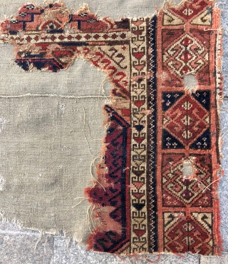 Antique Sivas Sarkisla Fragment Mounted on old Fabric 
Size 223x135 cm                      
