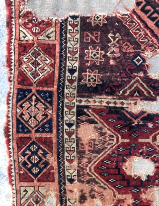 Antique Sivas Sarkisla Fragment Mounted on old Fabric 
Size 223x135 cm                      