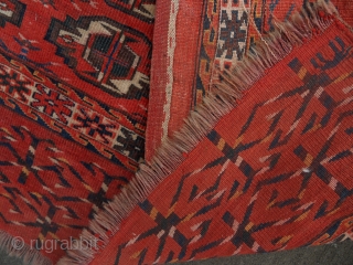 Turkmen Yomut chuval with excellent elem
Even over all pile. no repairs, and no unseen problems

29"X42"

My pricing will be very fair for this delightful pience         