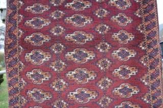 Saryk Turkoman Wool on Wool evenly low pile, Good condition for its age
Size: 190x120cm 
Price: 390€+Post                 