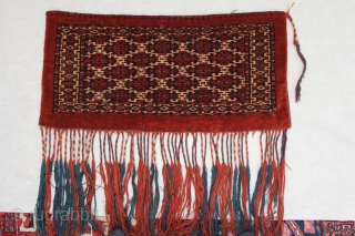 Antique Tekke Torba around 1780
Very good condition,original state,
extremly rare collector's intem
Size: 82x39cm                     