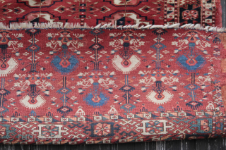beautiful Tekke Chuval Turkmenistan 19TH Century Very good condition according to age,
with minor restorations. absolute colllector's 
Size: 120x75cm 
Price: 1650€ + Post           
