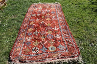 Wonderful East Anatolian Kurdisch rug circa 1900
brulliant shiny colors glassy wool good condition.
Size: 300x145cm                   