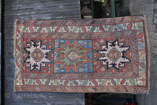 Leshgi Caucasus Wool on Wool low carpethallway with thinner spots in generally good condition.
Size:173x100cm
Price: 490€                  