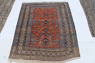 Caucasian Perepedil rug 169x127cm circq 1900 
on a coppered ground, very well very vine knots,Completely original, all color natural
dyes,Overall verygood condition.            