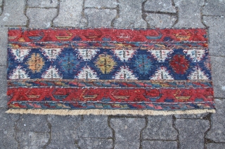 An antique Persian Mafrash Shahsavan Nordwest Persia Kamseh region
Age: around 1880
Dimensions:3.2"x1.5"
Material: wool on Wool With natural colors
Condition: Relatively good and okay.            