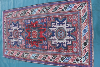 Antique Caucasian Leshgi  rug late 19th century
a professionally repaired spot,see pictures, 
Size: 173x103cm                   