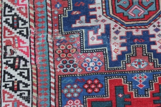 Antique Caucasian Leshgi  rug late 19th century
a professionally repaired spot,see pictures, 
Size: 173x103cm                   