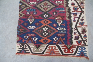 Anatol Kelim about 1920, size: 2,08 x 0,82 m, wool on wool, condition: good, minor losses to bothe ends,              