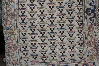 An old Tuduc carpet with a Selendi pattern from Romania (Eastern Europe).
This carpet is modeled on a Selendi carpet from Western Anatolia, featuring the famous Cintamani pattern from this settlement.
Tuduc carpets often  ...