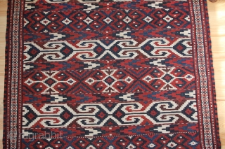 Jomud Flat weave Kelim - Sumagh around 1900
Wool on wool with a proportion of
Very good condition.
Size: 230x102 cm               