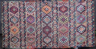 Shahsawan Kelim very good natural color, brown color corroded, otherwise good condition
Size: 285x149cm 
PRICE: 1200€                  