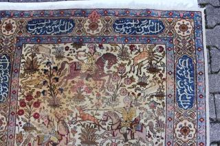 TEBRIS Persian,around 1920 good condition, cork wool on cotton small spots on the upper left,old repairs,
Size: 195x137cm                