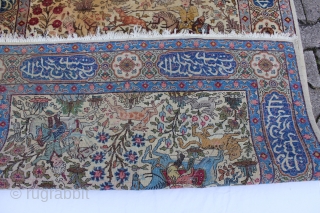 TEBRIS Persian,around 1920 good condition, cork wool on cotton small spots on the upper left,old repairs,
Size: 195x137cm                