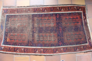 Antique Timuri Baluch rug dy the Yaqub Khani Subtribe,

Original Sides with oxidized dark browns. Many wounderful motifs, 
wounderful blues Cheers.
Size: 160x80cm            