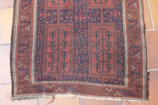 Antique Timuri Baluch rug dy the Yaqub Khani Subtribe,

Original Sides with oxidized dark browns. Many wounderful motifs, 
wounderful blues Cheers.
Size: 160x80cm            