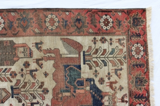 Pictorial Baluch rug , Ferdos area about 1900, wool on cotton,natural colours, touch of Age and using, new windling on bothr sides, new frings, stead low pile, carpet may be cleaned from  ...