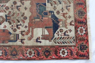 Pictorial Baluch rug , Ferdos area about 1900, wool on cotton,natural colours, touch of Age and using, new windling on bothr sides, new frings, stead low pile, carpet may be cleaned from  ...